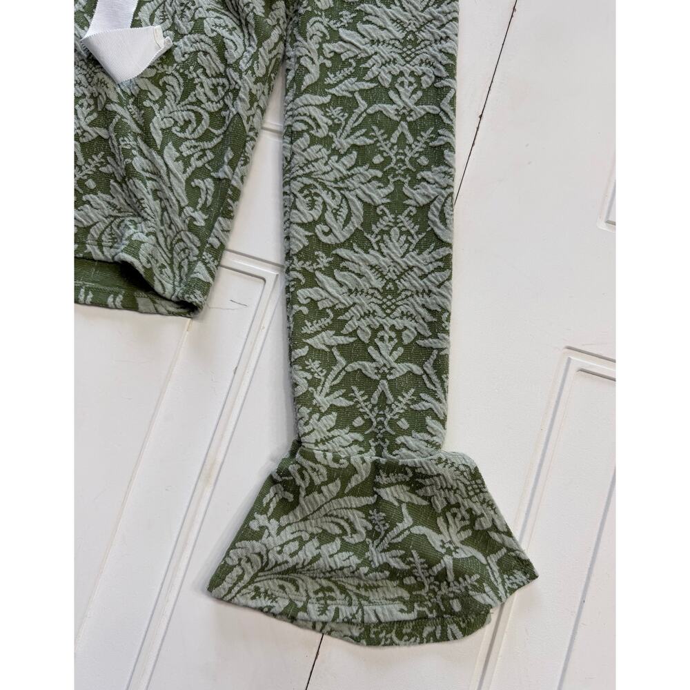 By Anthropologie Womens Sz S Green Paisley Textured Bell Sleeve Puffed Shirt Top - Picture 4 of 7